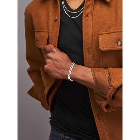 925 Sterling Silver Cuban Curb Link Bracelet9mm Fine Jewelry For Men